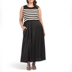 TAYLOR Plus Mixed Media Dress Black/Cream